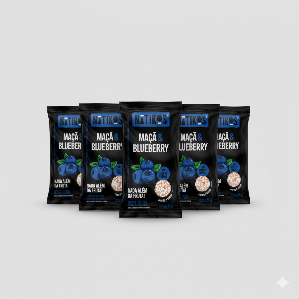 Barra de Fruta - Maçã e Blueberry 100% Fruta - 05 unidades