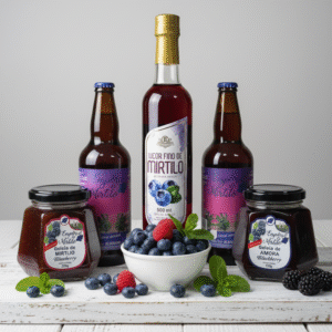 kit Combo 1:  Licor de Mirtilo +  Cerveja de Mirtilo + Geleia de Mirtilo + Geleia de Amora