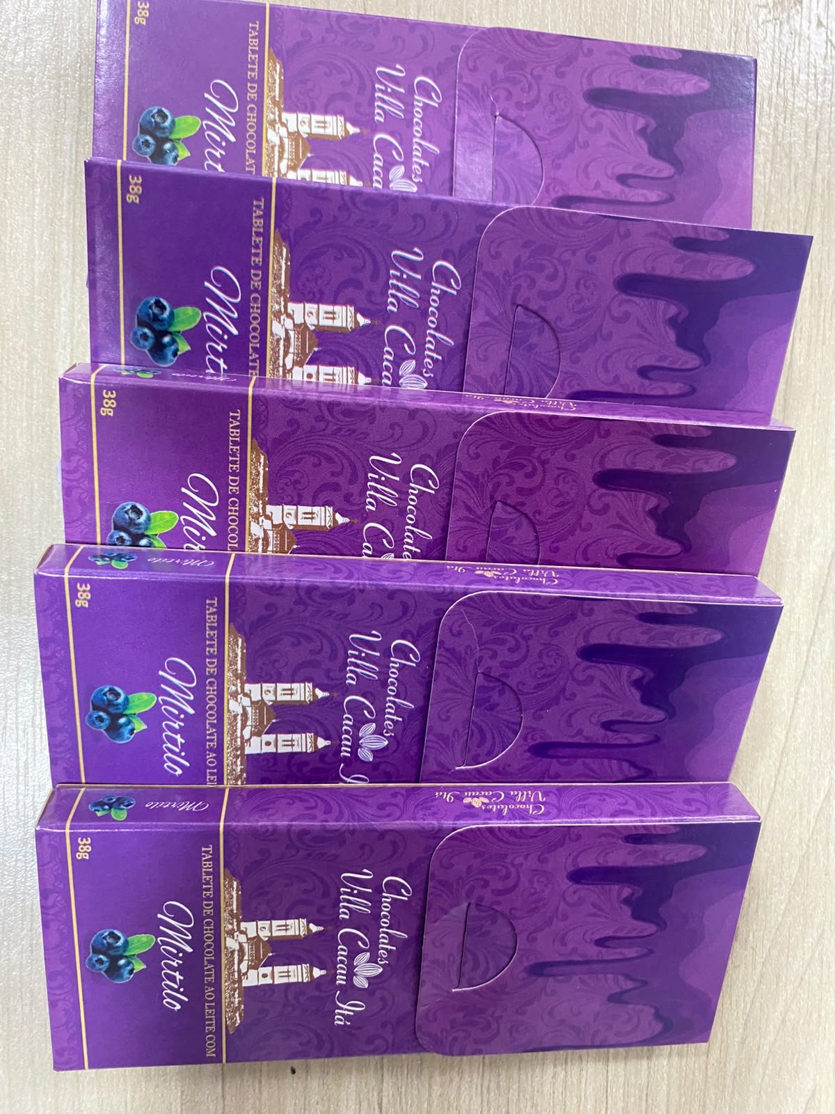 kit 05 Tablete de Chocolate ao leite com mirtilo 38 g - Imagem 2